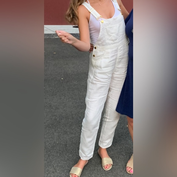 White Linen Overalls - Picture 6 of 6